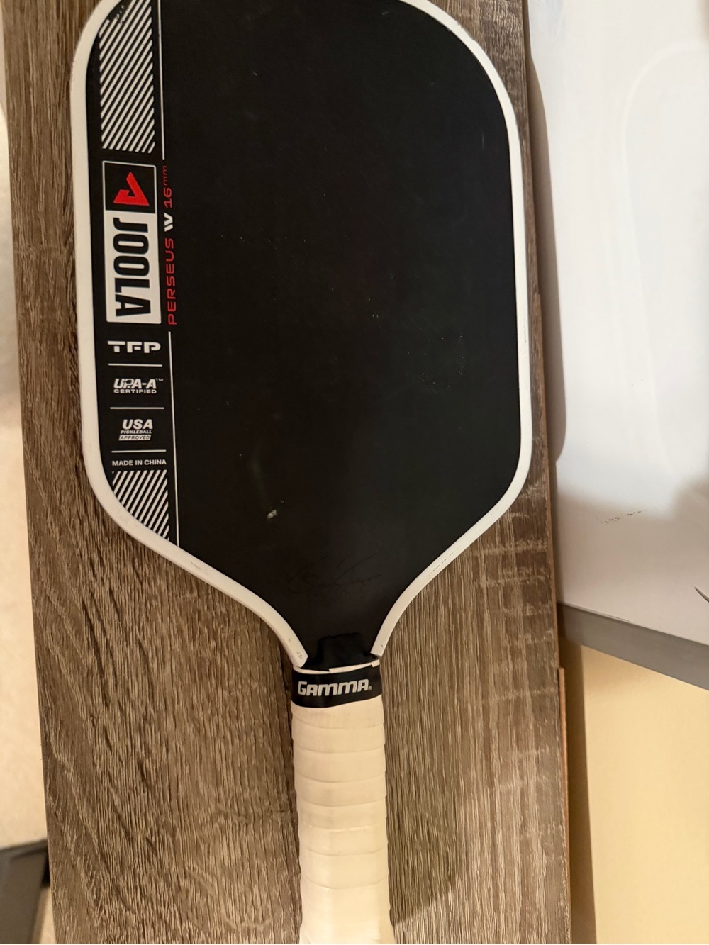 JOOLA Perseus IV Black and White Pickleball Paddle - Gamma Grip